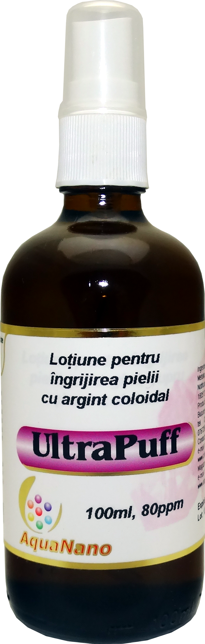 LOTIUNE FATA ULTRAPUFF ARGINT COLOIDAL 80ppm 100ml, AQUANANO