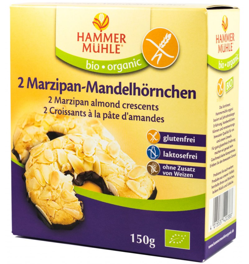 Cornulete cu migdale, martipan si ciocolata, eco-bio, 150g Hammer Muhle