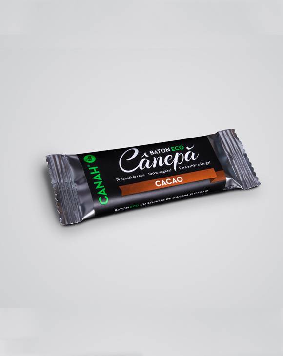 Baton raw bio cu seminte de canepa si cacao 48g CANAH