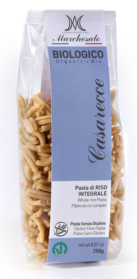 Paste casarecce din orez integral, fara gluten, eco-bio, 250g - Marchesato