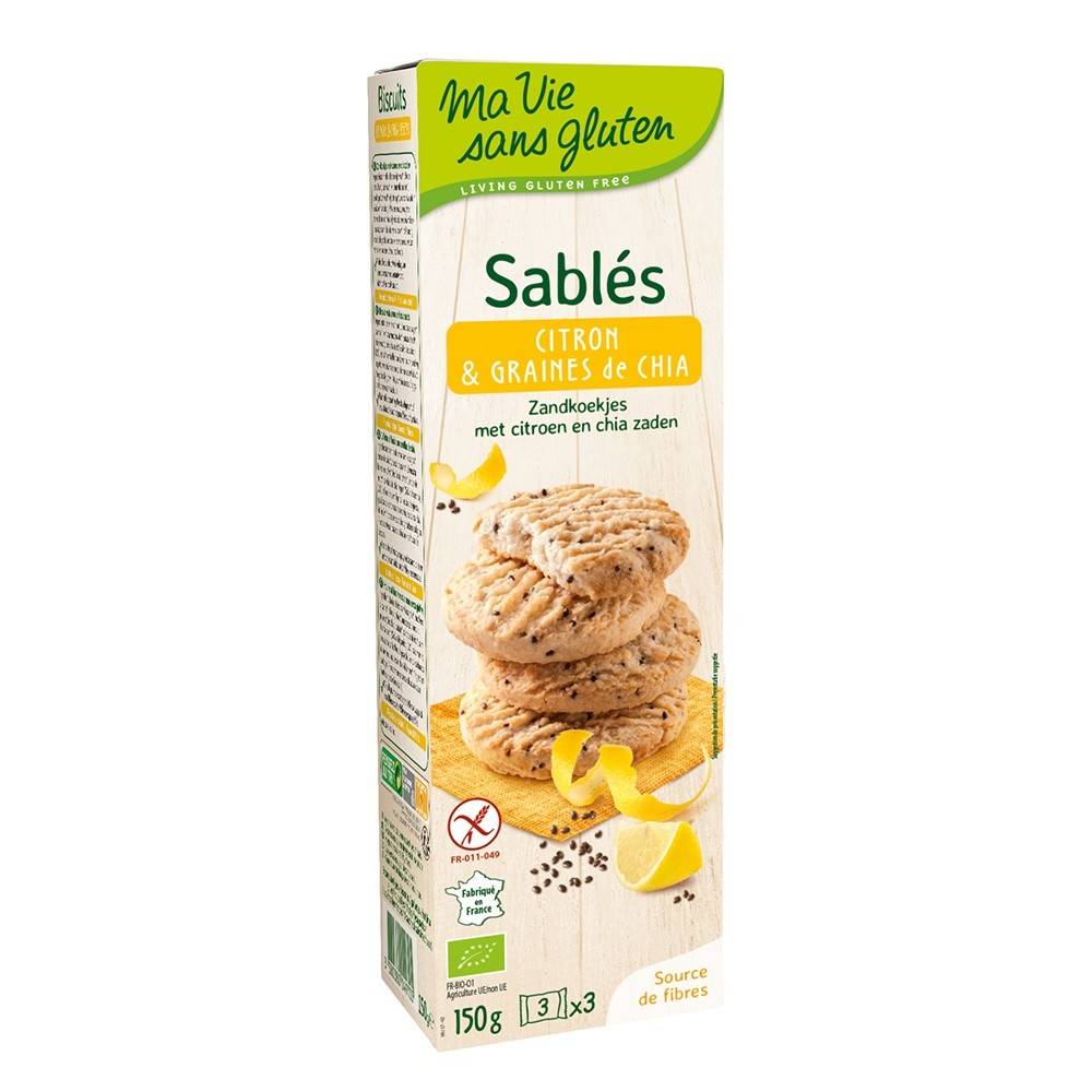 Biscuiti fara gluten cu lamaie si chia, 150g, eco-bio - Ma vie sans Gluten