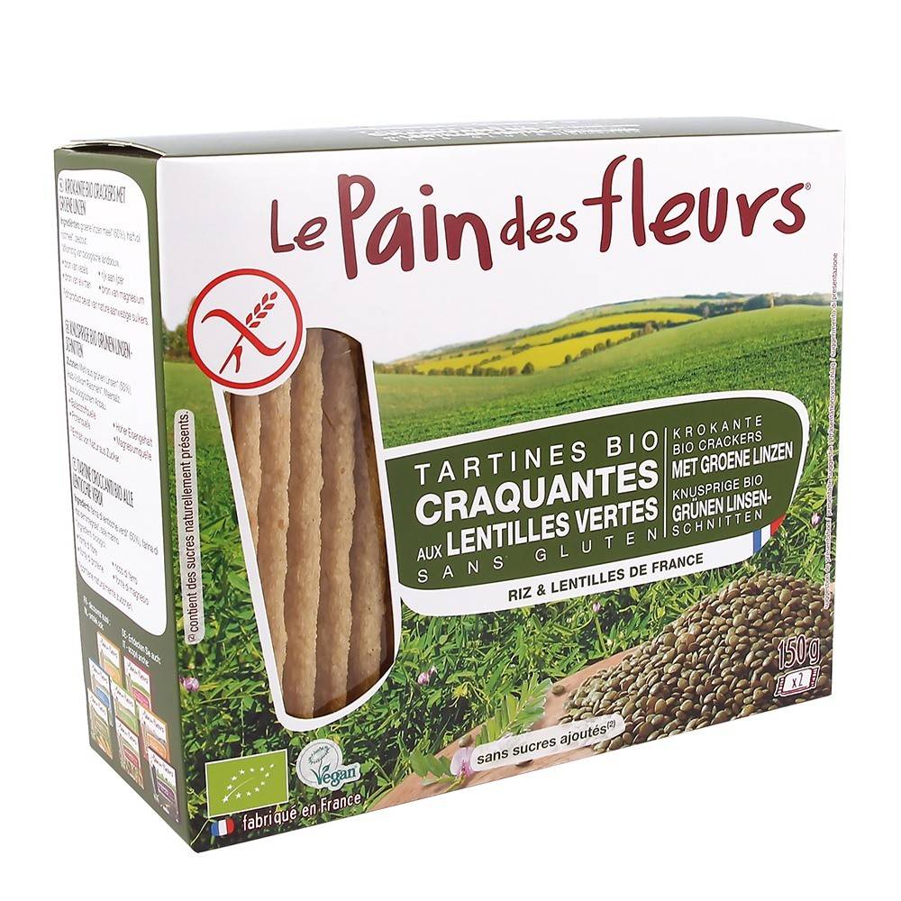 Turte crocante cu linte verde - fara gluten eco-bio 150g eco-bio Le pain des fleurs