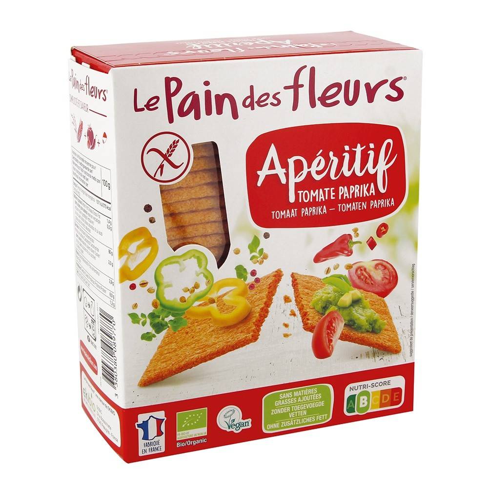 Turte crocante aperitiv cu rosii si paprika eco-bio 150g Le pain des fleurs