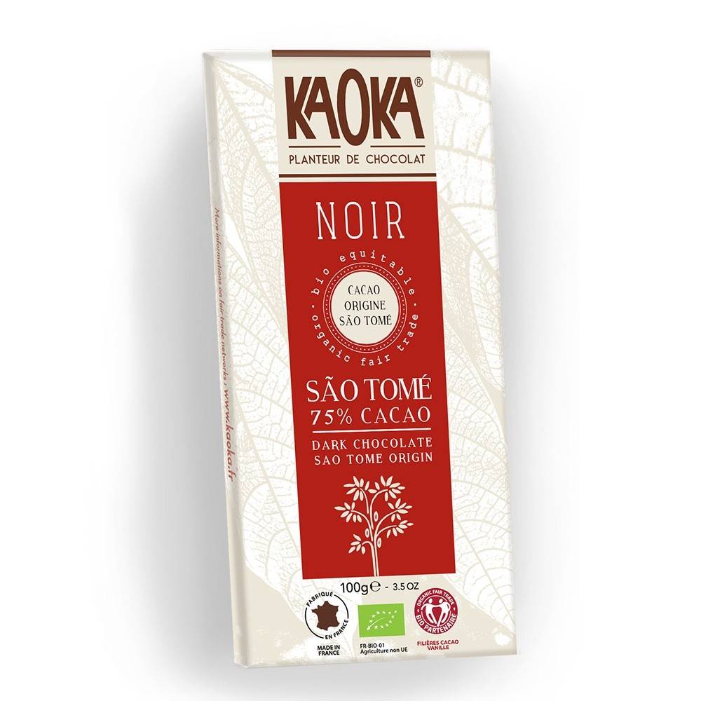 Ciocolata neagra 75 % Sao Tome, eco-bio, 100g - Kaoka