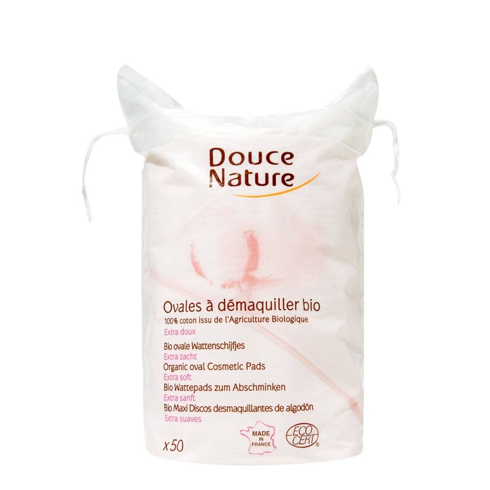 Ovale demachiante din bumbac organic, 50buc - Douce Nature