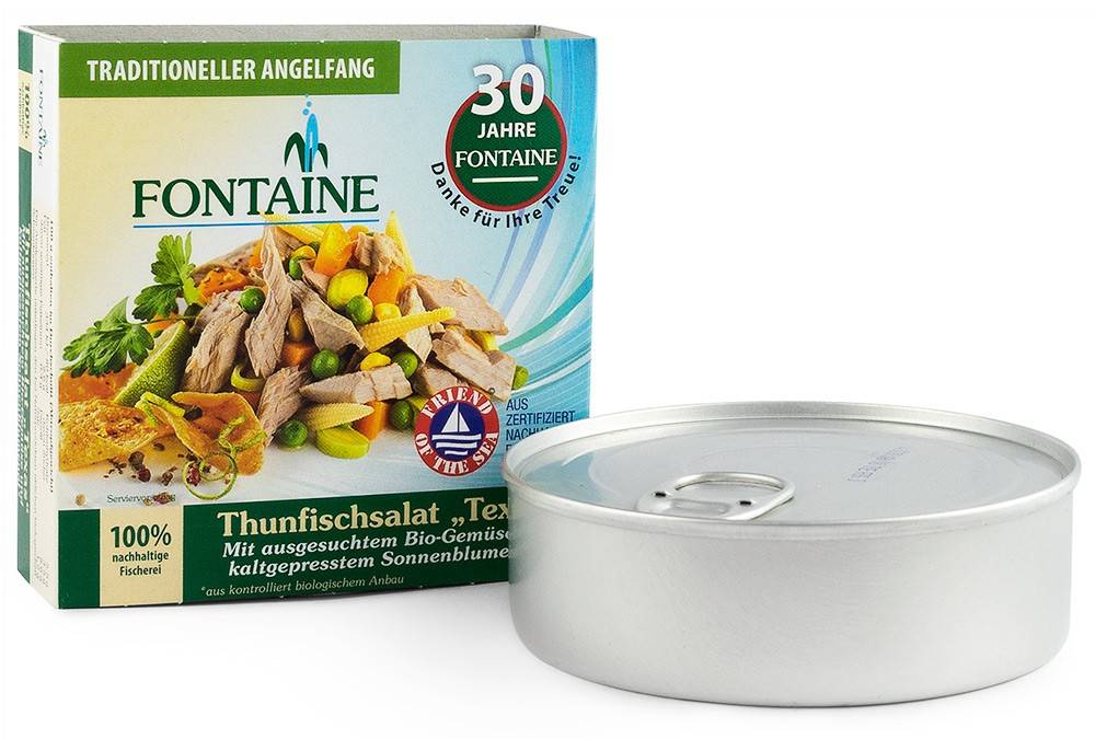 Salata de ton Texas cu legume si ulei de floarea soarelui presat la rece, eco-bio, 200g - Fontaine