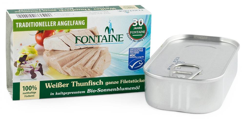 Ton alb in ulei de floarea soarelui presat la rece, eco-bio, 120g - Fontaine