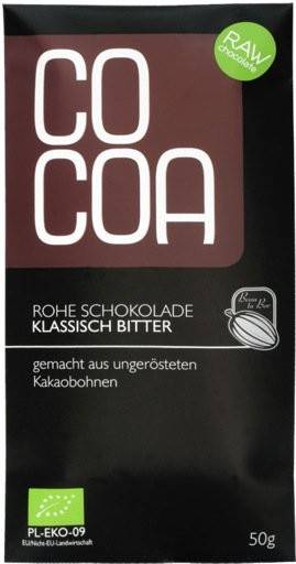 Ciocolata raw-vegan 70% cacao, eco-bio, 50g, Cocoa