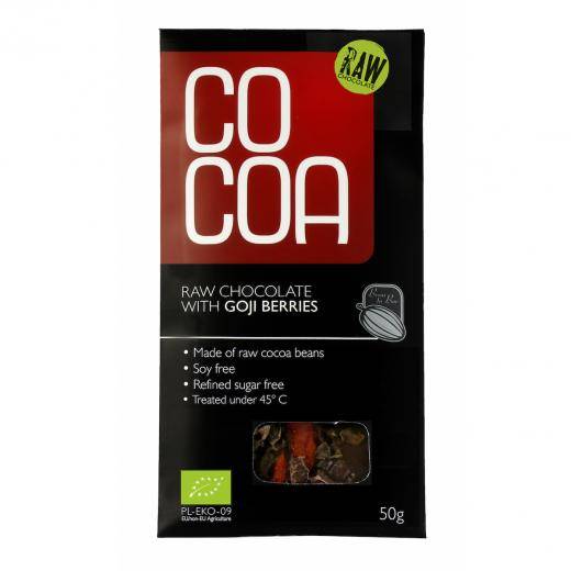 Ciocolata raw-vegan cu goji, eco-bio, 50g, Cocoa