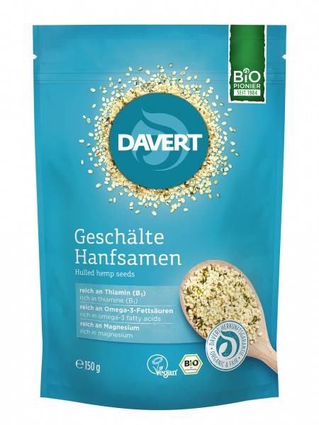 Seminte de canepa decorticate, eco-bio, 150g - DAVERT