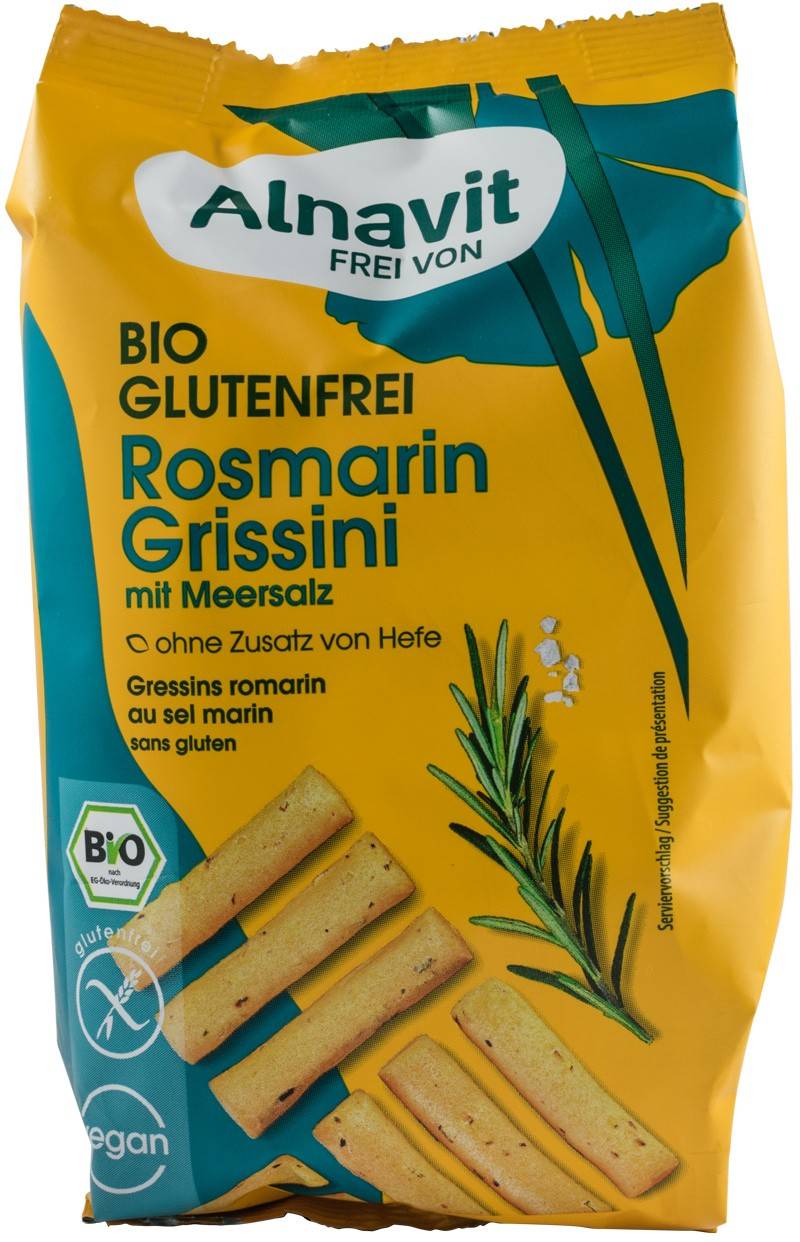 Mini grisine cu rozmarin si sare de mare, 100g - Alnavit