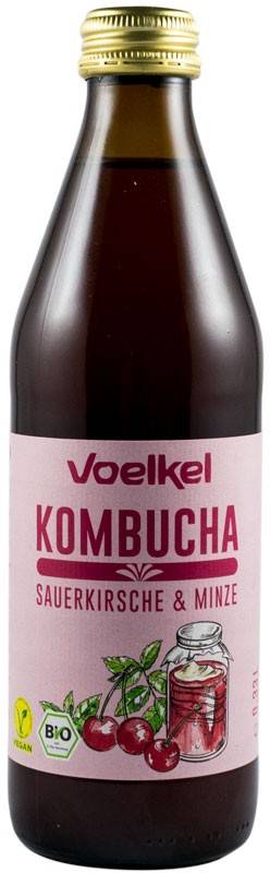 Bautura Kombucha cu visine si menta, eco-bio, 330ml - Voelkel