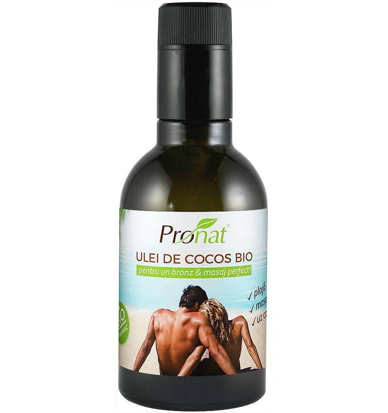 Ulei de cocos extravirgin pentru uz cosmetic, eco-bio, 250ml - Pronat