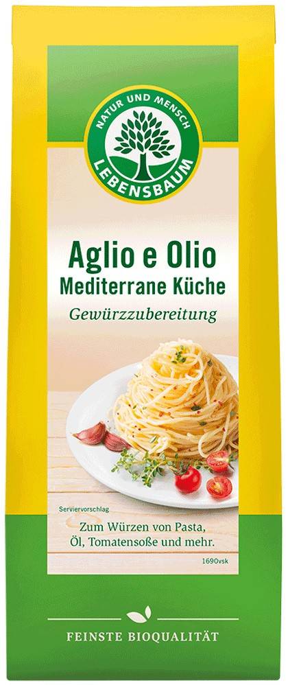 Amestec de condimente Aglio e Olio  - Bucataria mediteraneana eco-bio, 40g LEBENSBAUM