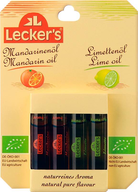 Pachet 2 x Ulei de mandarine si 2 x ulei de limeta, 4 flacoane a 2ml - Lecker's