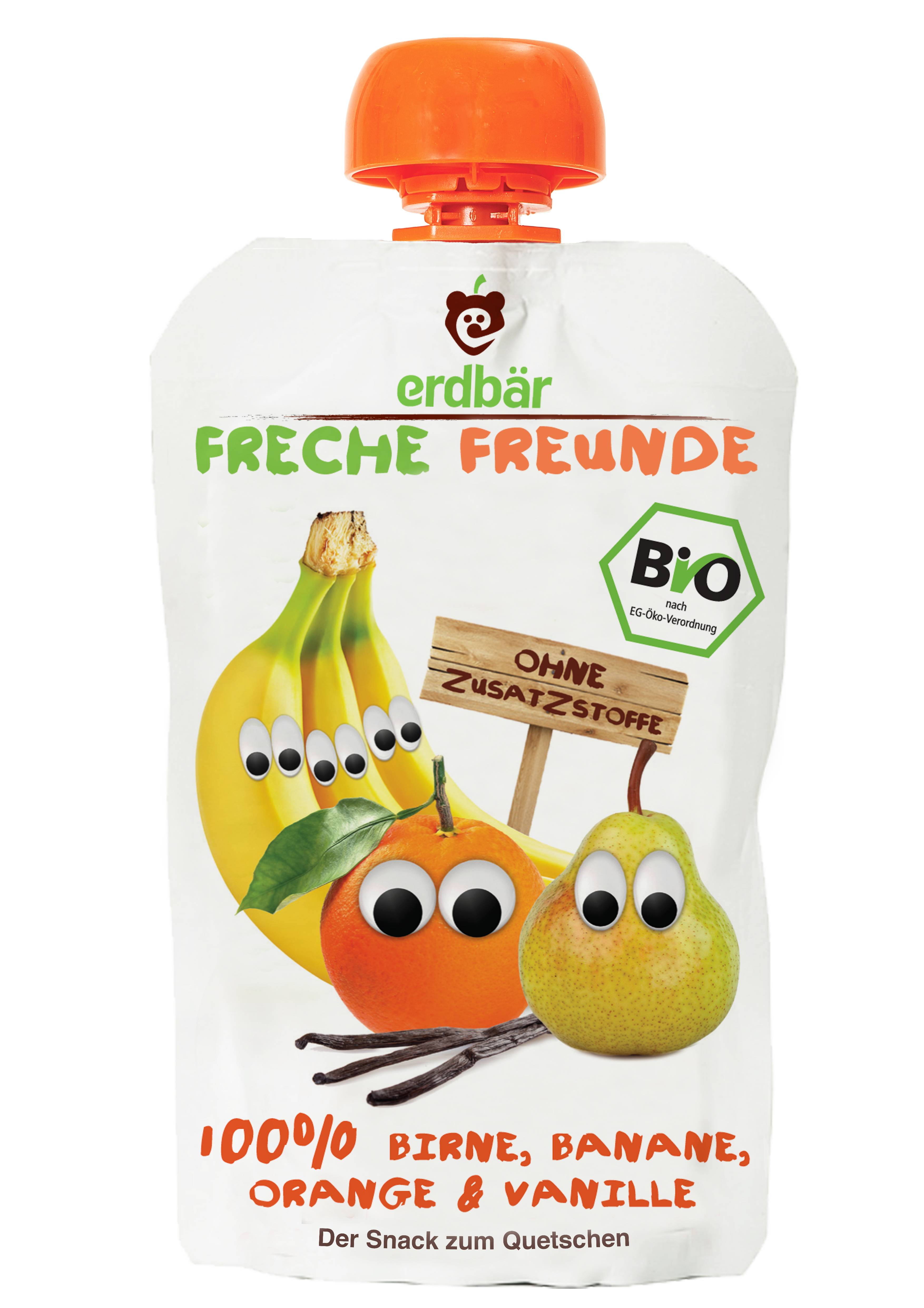 Piure cu pere, banane, portocale si vanilie bio 100g - Erdbar