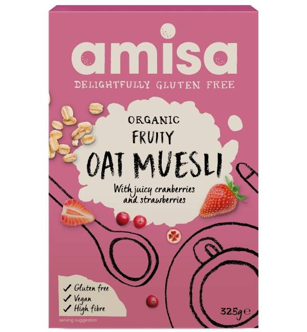 Muesli cu fructe si ovaz fara gluten eco-bio 325g - Amisa