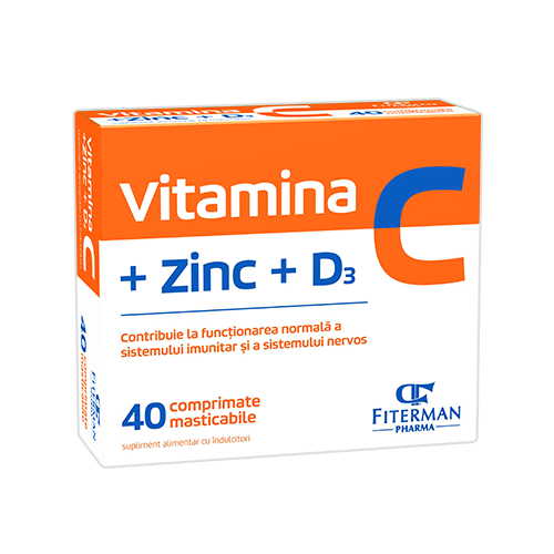 Vitamina C + Zinc + D3, 40 Comprimate  - FITERMAN PHARMA