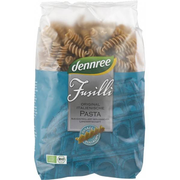 Fusilli din spelta integrala, eco-bio, 500g - Dennree