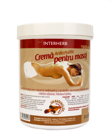 Crema pentru masaj cu extract cu extract de scortisoara, 500ml - INTERHERB