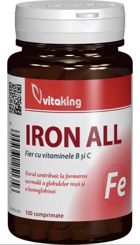 Fier cu Vitaminele B si C, 100cpr - Vitaking