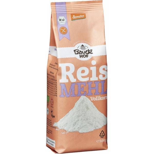 Faina integrala de orez, fara gluten, eco-bio, 500g -  Bauck Hof