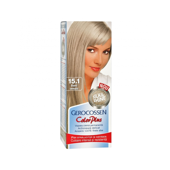 Vopsea de par, nuanta 15.1 blond cenusiu, Color Plus, 50g - Gerocossen