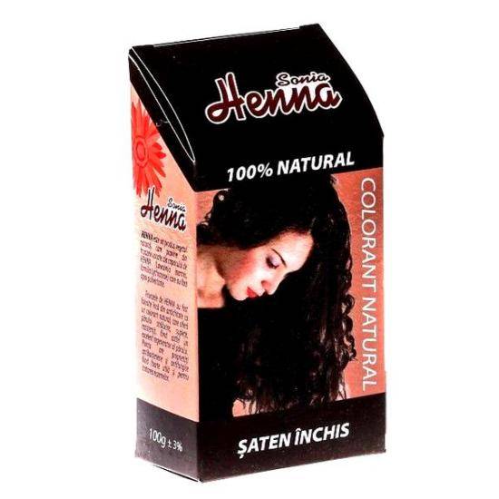 Colorant pentru par, saten inchis, 100g - Henna Sonia