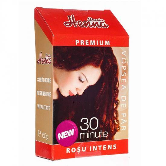 Vopsea de par cu henna, nuanta rosu intens, 30 minute - 60g - Henna Sonia