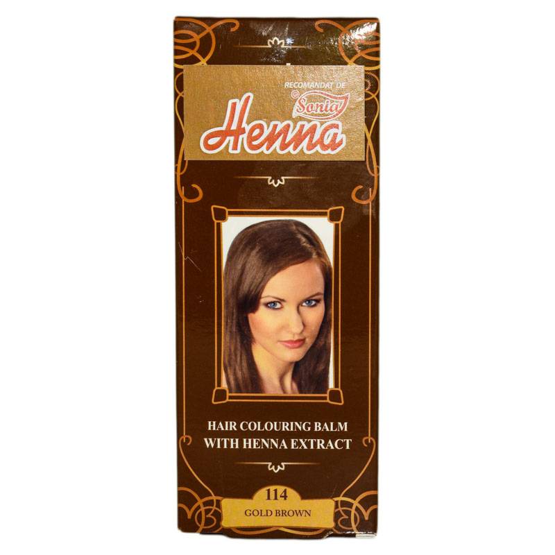 Balsam colorant pentru par nr. 114, nuanta saten auriu, 75g - Henna Sonia