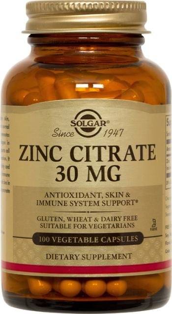 Zinc citrate, 30mg, 100cps - Solgar