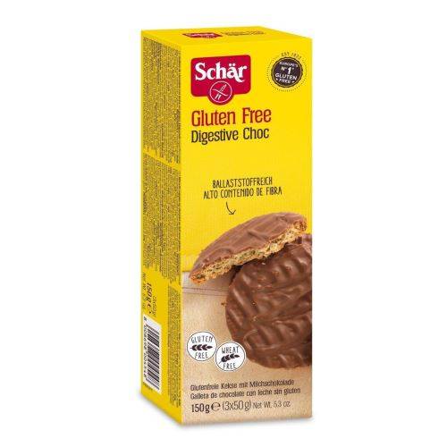 Biscuiti digestivi cu ciocolata, Digestive Choc, fara gluten, 150g - Dr. Schar