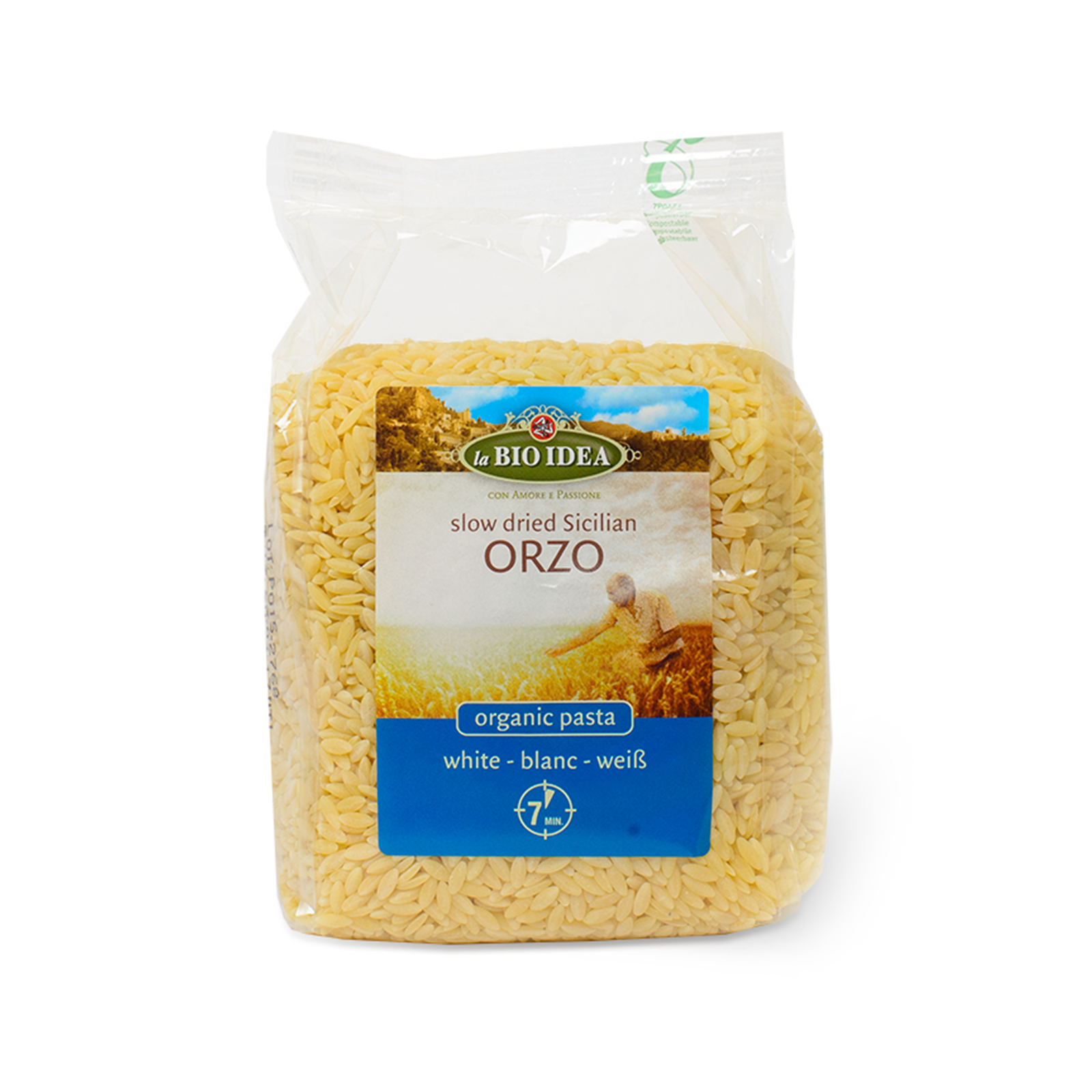 Paste siciliene de grau dur, Orzo white,  400g - La Bio Idea