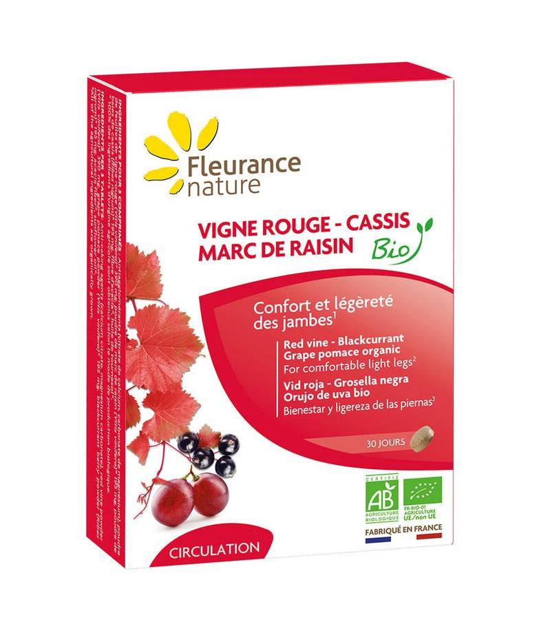 Vita de vie rosie, coacaze negre, tescovina din struguri, eco-bio, 90cpr - Fleurance Nature