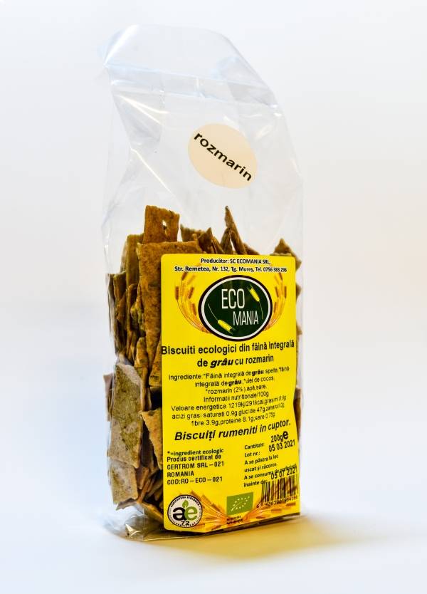 Biscuiti integrali cu rozmarin, eco-bio, 200g - Ecomania