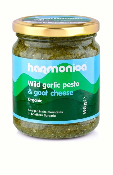 Pesto cu usturoi salbatic si branza de capra, eco-bio, 190g - Harmonica