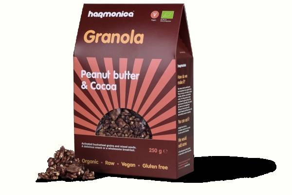 Granola cu unt de arahide si cacao, eco-bio, 250g - Harmonica