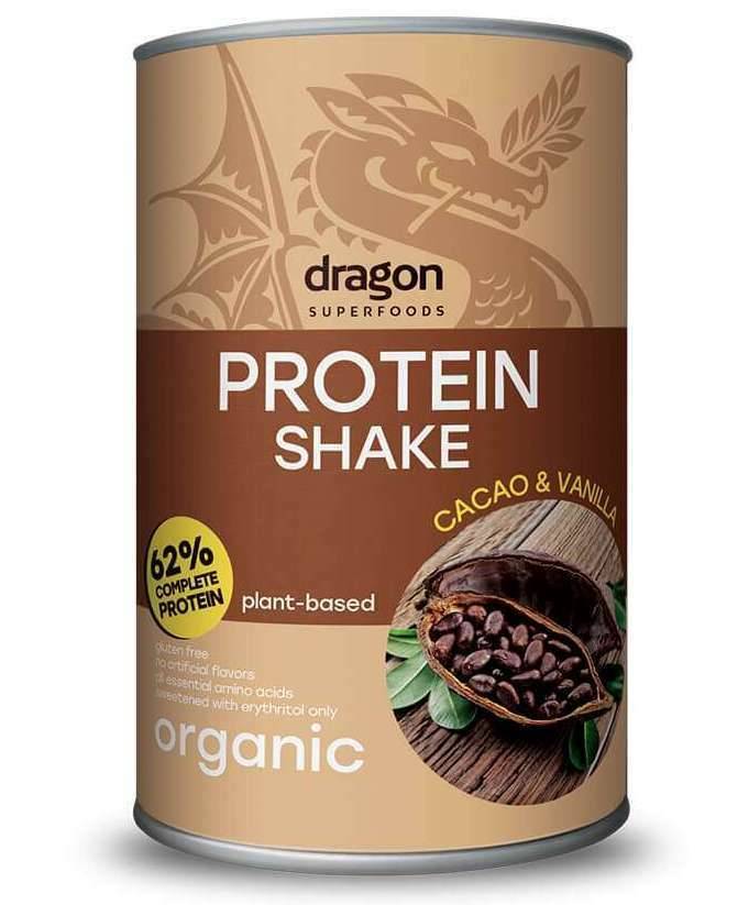 Shake proteic cacao si vanilie, eco-bio, 500g - Dragon Superfoods