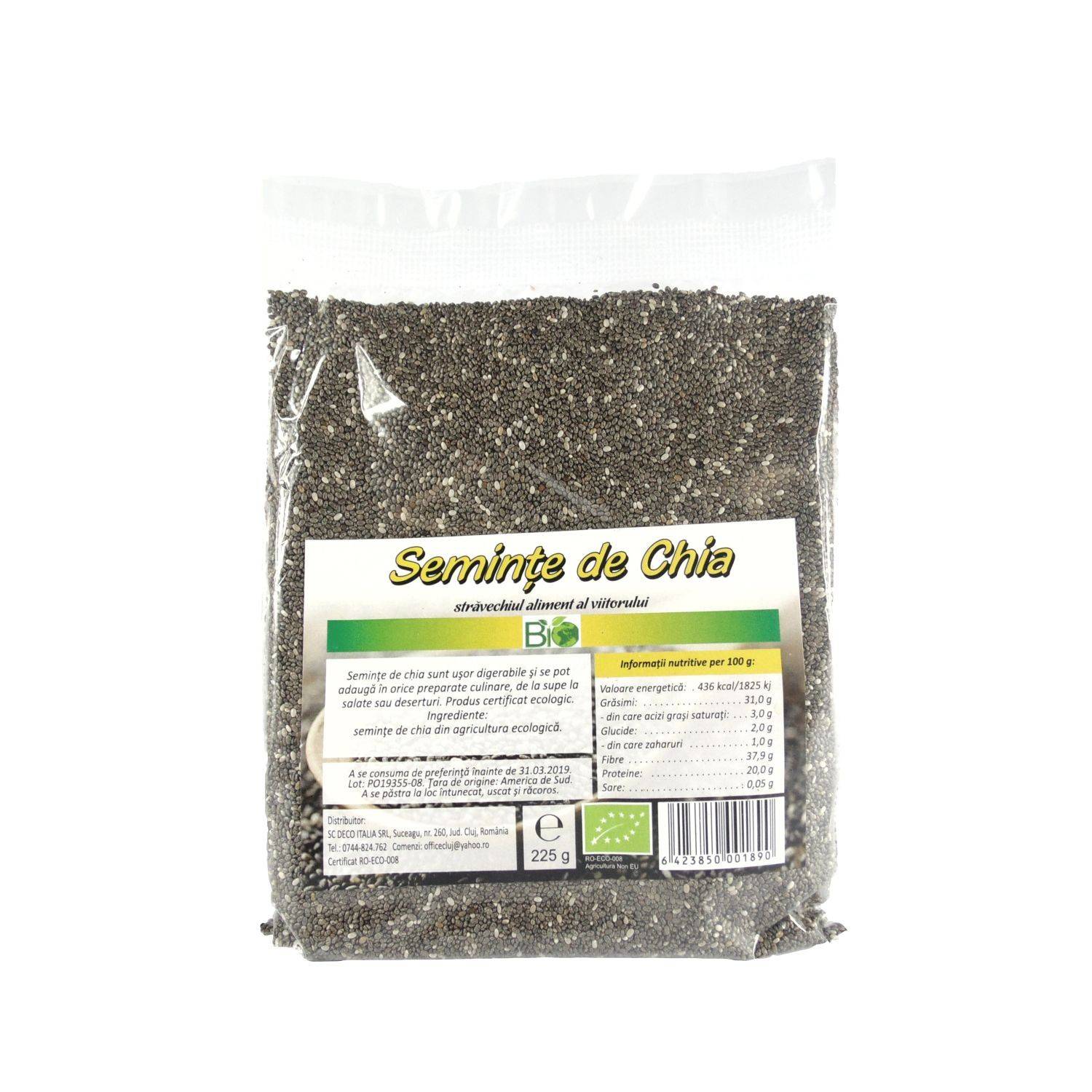 Chia, seminte de chia crude, eco-bio, 225g - Deco Italia