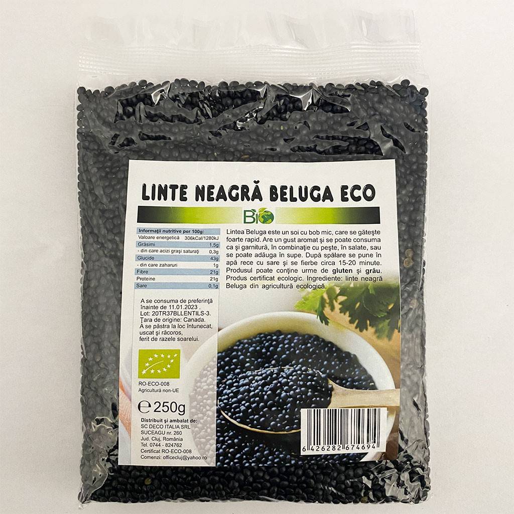 Linte neagra Beluga, eco-bio, 250g - Deco Italia