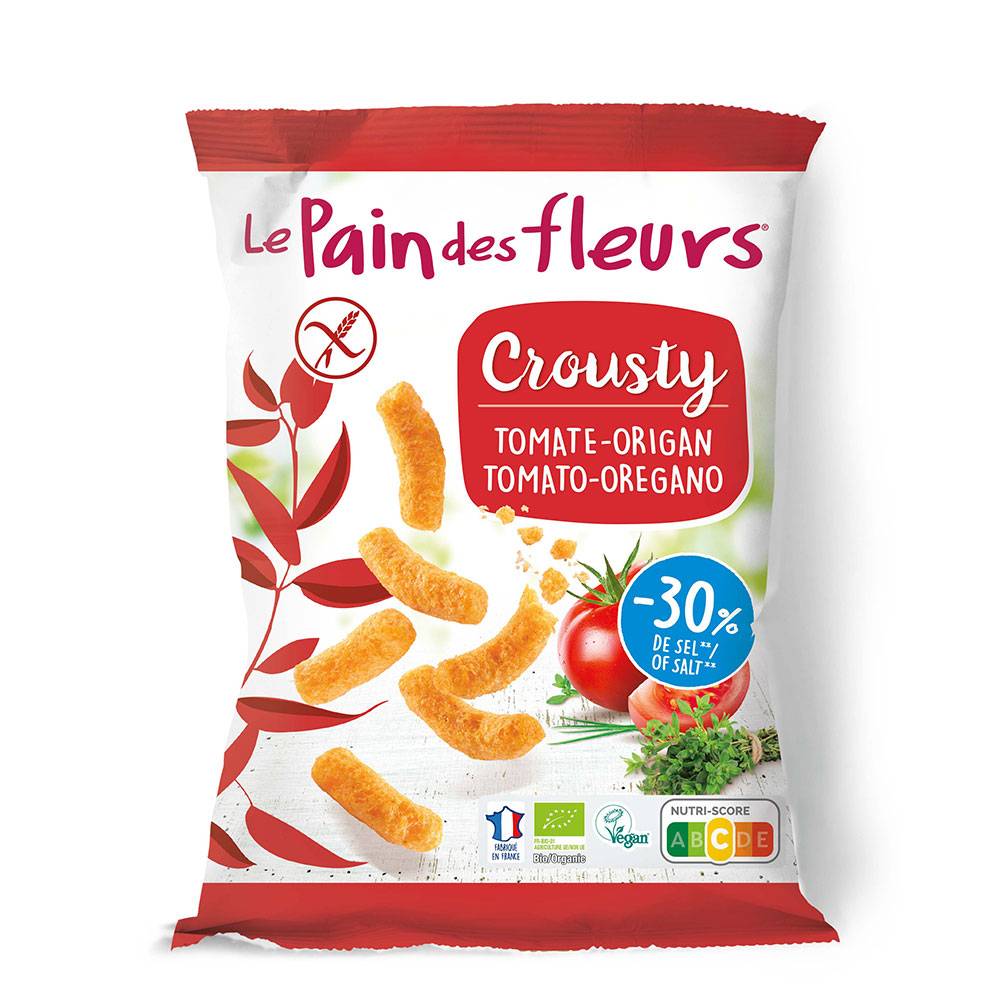 Crousty - Pufuleti cu rosii si oregano, fara gluten, 75 g, Le pain des fleurs