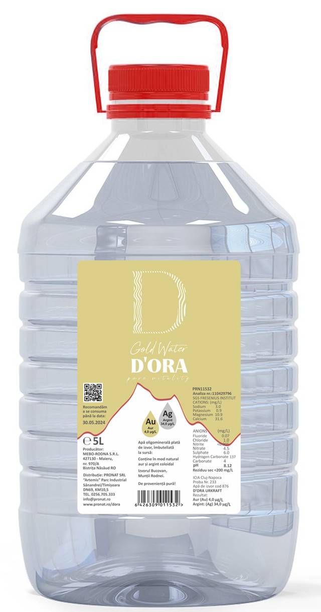 Apa alcalina cu aur DORA - Gold Water D'ORA, 5L