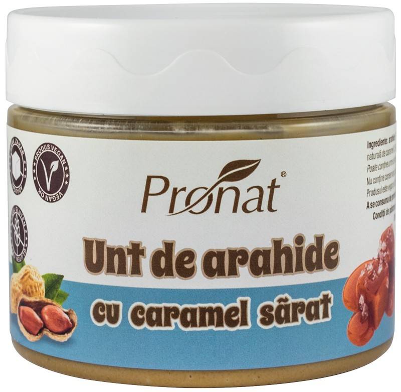 Unt de arahide Nuts Energy cu caramel sarat, 300g - Pronat