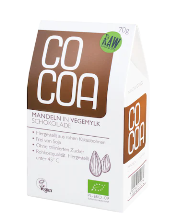 Migdale un ciocolata raw vegan, eco-bio, 70g - Cocoa