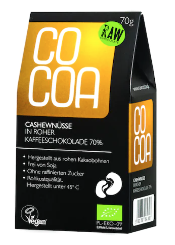 Caju in Ciocolata cu Cafea, eco-bio, 70g - Cocoa