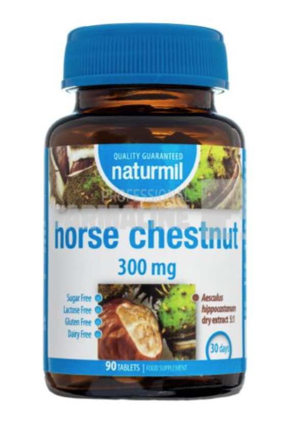 Horse Chestnut - castan salbatic pentru vene si circulatie, 300mg, 90tbl - Naturmil