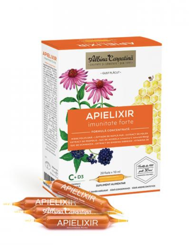 APIELIXIR imunitate FORTE Albina Carpatina, 20fiole - Apicola Pastoral Georgescu