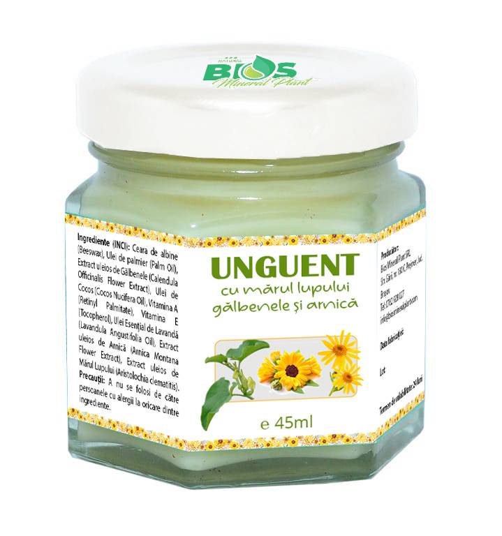 Unguent cu marul lupului, galbenele si arnica, 45ml - Bios Mineral Plant