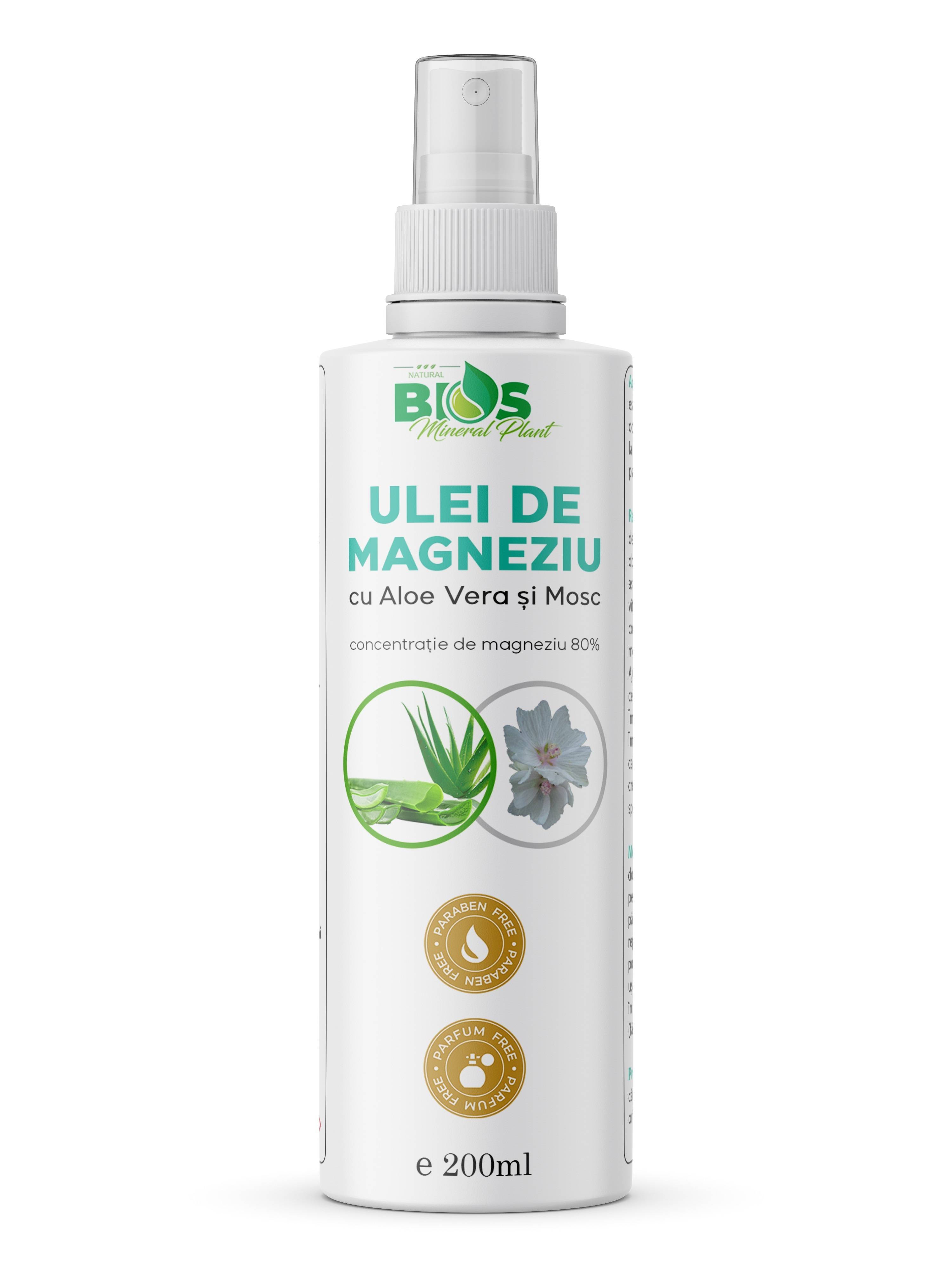 Ulei de magneziu, aloe vera si mosc, 200ml - Bios Mineral Plant