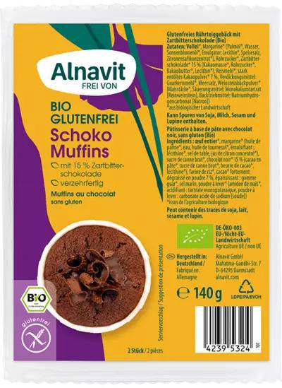 Briose cu ciocolata, fara gluten, eco-bio, 125g - Alnavit